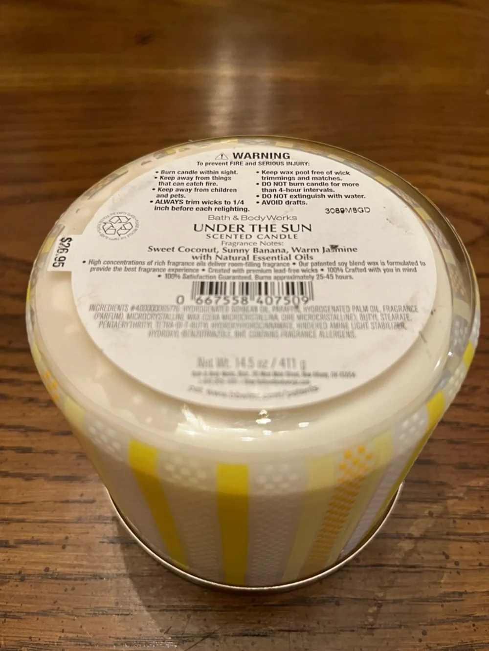 Bath &‎ Body Works Under The Sun Three Wick Candle, NWT
